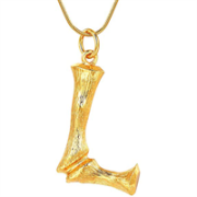 Gouden bamboe alfabet / letter ketting - l