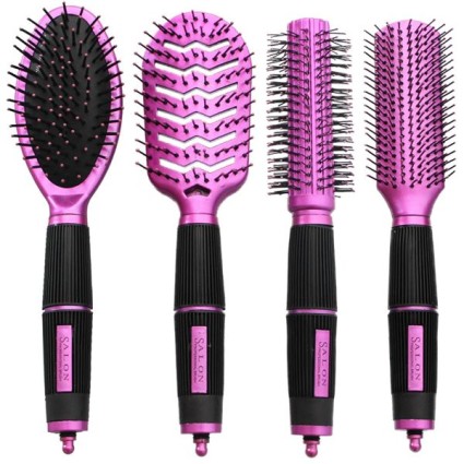 Hair Brush Kit 4 set - Salon Professional - Pink