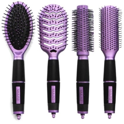 Hair Brush Kit 4 set - Salon Professional - Purple