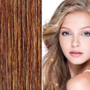 Bling Zilver glitter hair Extensions 100 stuks glitter haarlok 80 cm - Koffie / mokka kleurig