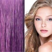 Bling Zilver glitter hair Extensions 100 stuks glitter haarlok 80 cm - Paars