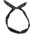 Flexi Haarband Bandana Look - Zwart/Wit polka dots