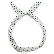 Flexi Haarband Bandana Look - Zwart/Wit polka dots