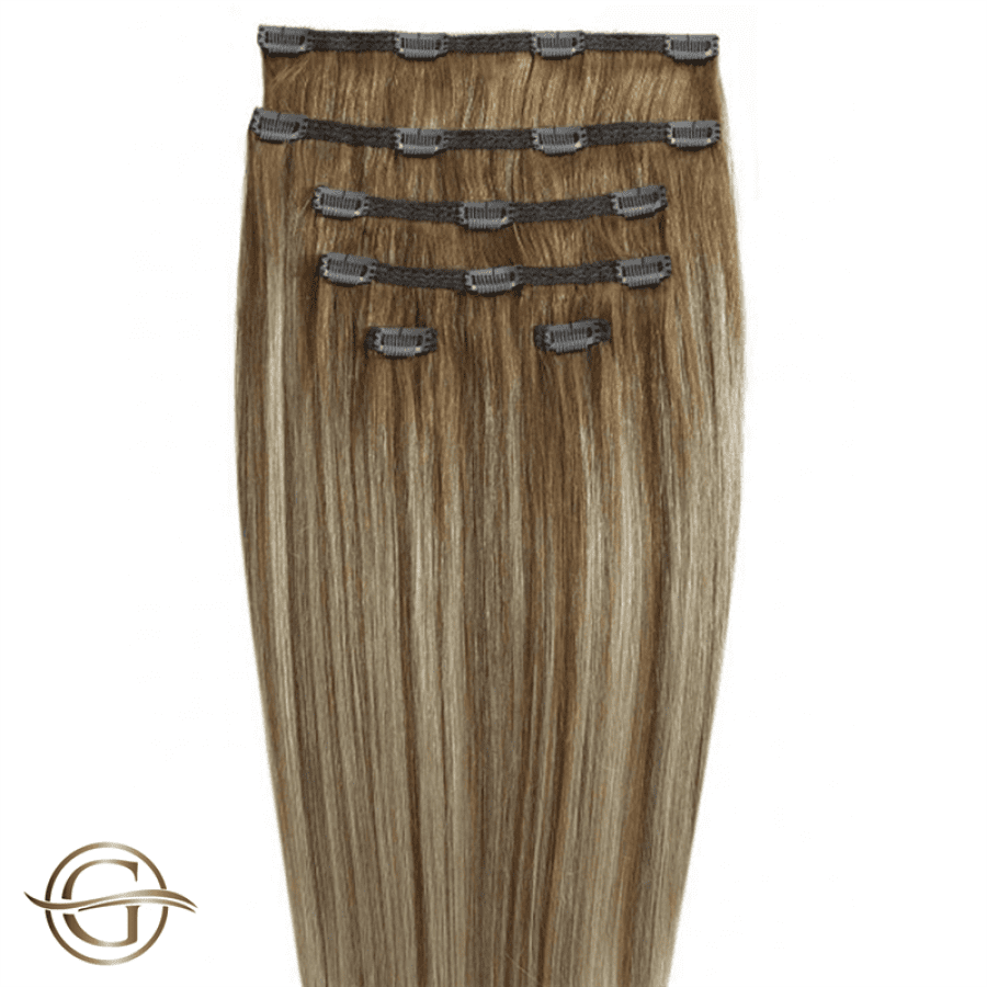 proza bestrating Tientallen Clip on hair extensions #12/613 Dark Blonde mix - 7 stuks - 60 cm | Gold24