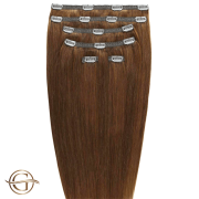 Clip on hair extensions #12 Light Golden Brown - 7 stuks - 50 cm | Gold24