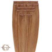 Clip on hair extensions #30 Dark Copper Brown - 7 stuks - 50 cm | Gold24
