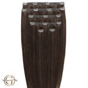Clip on hair extensions #4 Chocolate Brown - 7 stuks - 60 cm | Gold24