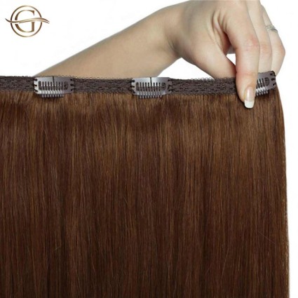 Clip on hair extensions #6 Brown - 7 stuks - 60 cm | Gold24