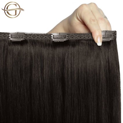 Clip on hair extensions #2 Dark Brown - 7 stuks - 50 cm | Gold24
