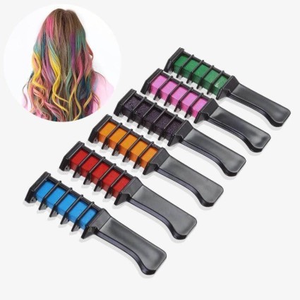 Hair Chalk Comb - Haarborstel met haarkleurpotloden 6 kleuren
