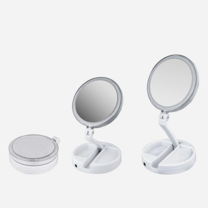 Vouwbare Make-Up Spiegel met LED Licht en 10x uitvergroting