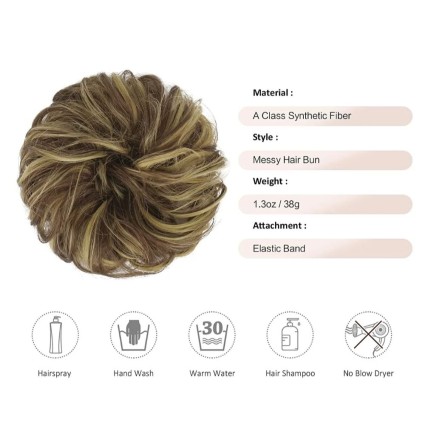 Messy Bun Hair Fastery met verfrommeld kunsthaar - 9H19 Blond & Medium Brun