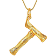Gouden bamboe alfabet / letter ketting - t