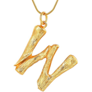Gouden bamboe alfabet / letter ketting - W