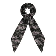 SoHo Britta Scrunchie met sjaal - zwart met patroon