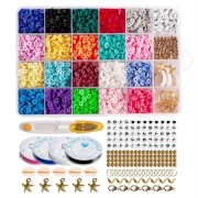  Clay beads - Klei kralen - KREA DIY Acryl kralenset met kralen in vrolijke kleuren, elastieken, slotjes, schaar - 1 doos met 24 vakjes