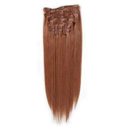 Clip-on hair extensions - 65 cm - 33# Rood
