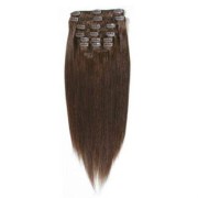 Clip-on hair extensions - 50 cm - #4 Chokoladebruin