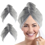 Tulband haarhanddoek - Snelle drogende microvezelhanddoek voor het haar - grijs